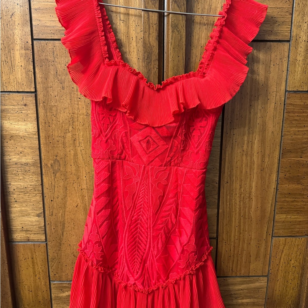 Elegant Red Ruffled Dress